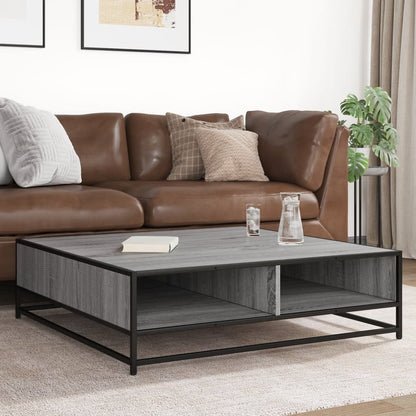 vidaXL Coffee Table Grey Sonoma 100x100x30 cm Engineered Wood and Metal