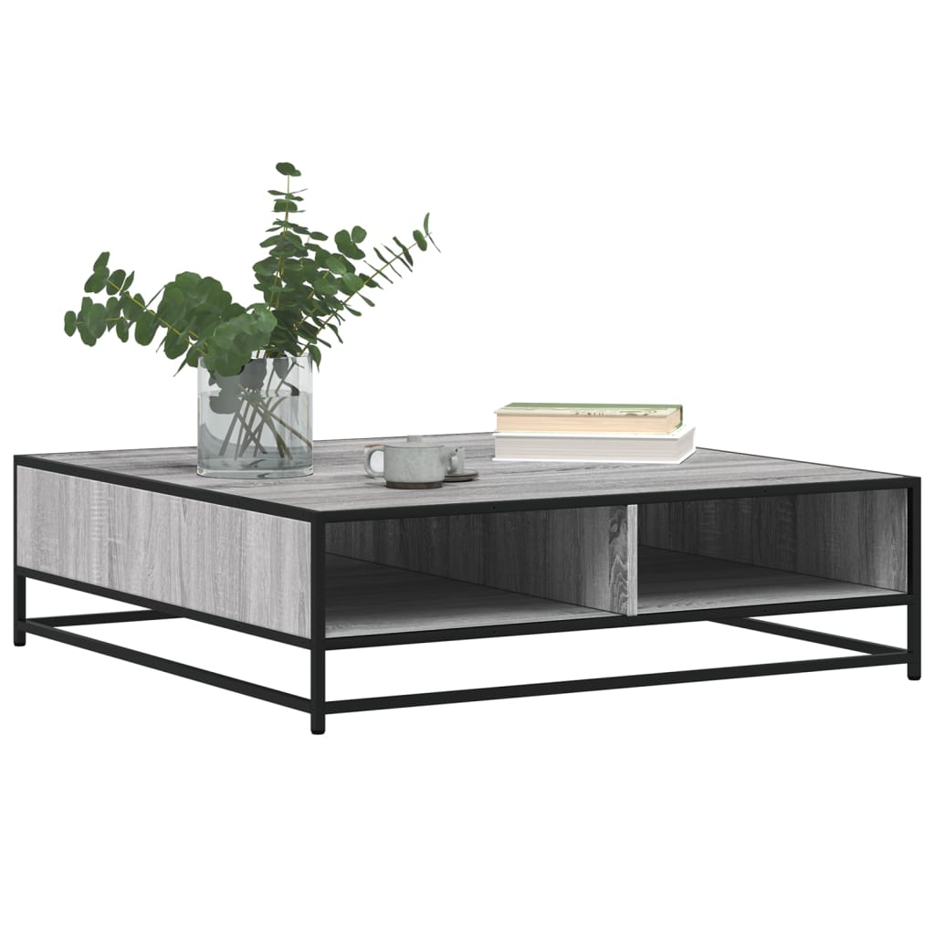 vidaXL Coffee Table Grey Sonoma 100x100x30cm Engineered Wood and Metal