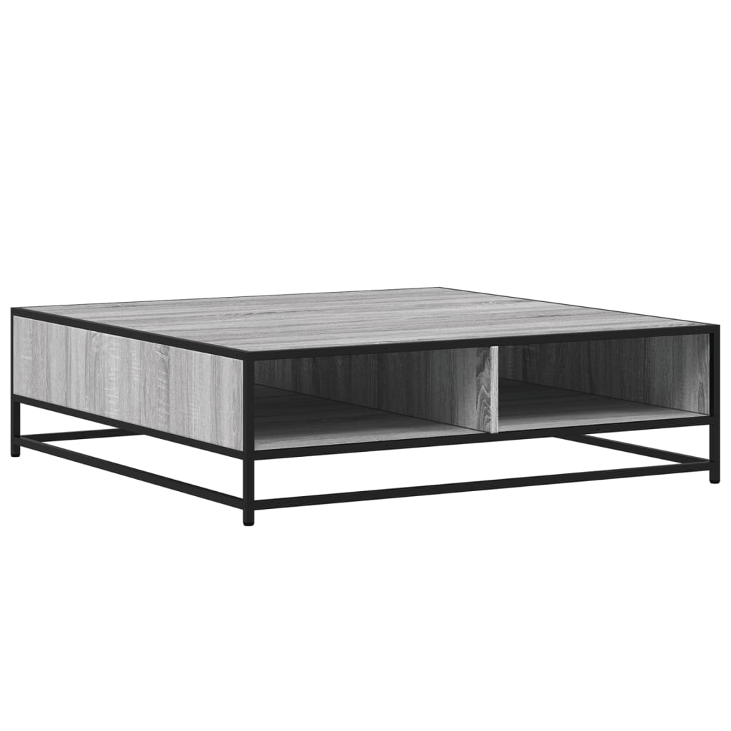 vidaXL Coffee Table Grey Sonoma 100x100x30 cm Engineered Wood and Metal