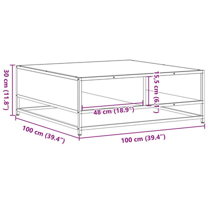 vidaXL Coffee Table Grey Sonoma 100x100x30cm Engineered Wood and Metal