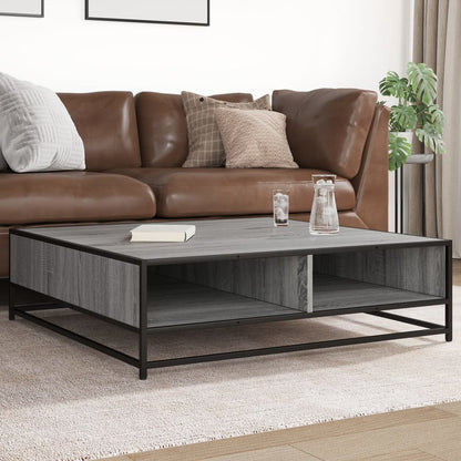 vidaXL Coffee Table Grey Sonoma 100x100x30 cm Engineered Wood and Metal