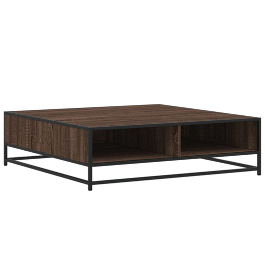 vidaXL Coffee Table Brown Oak 100x100x30 cm Engineered Wood and Metal