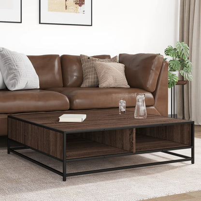 vidaXL Coffee Table Brown Oak 100x100x30 cm Engineered Wood and Metal