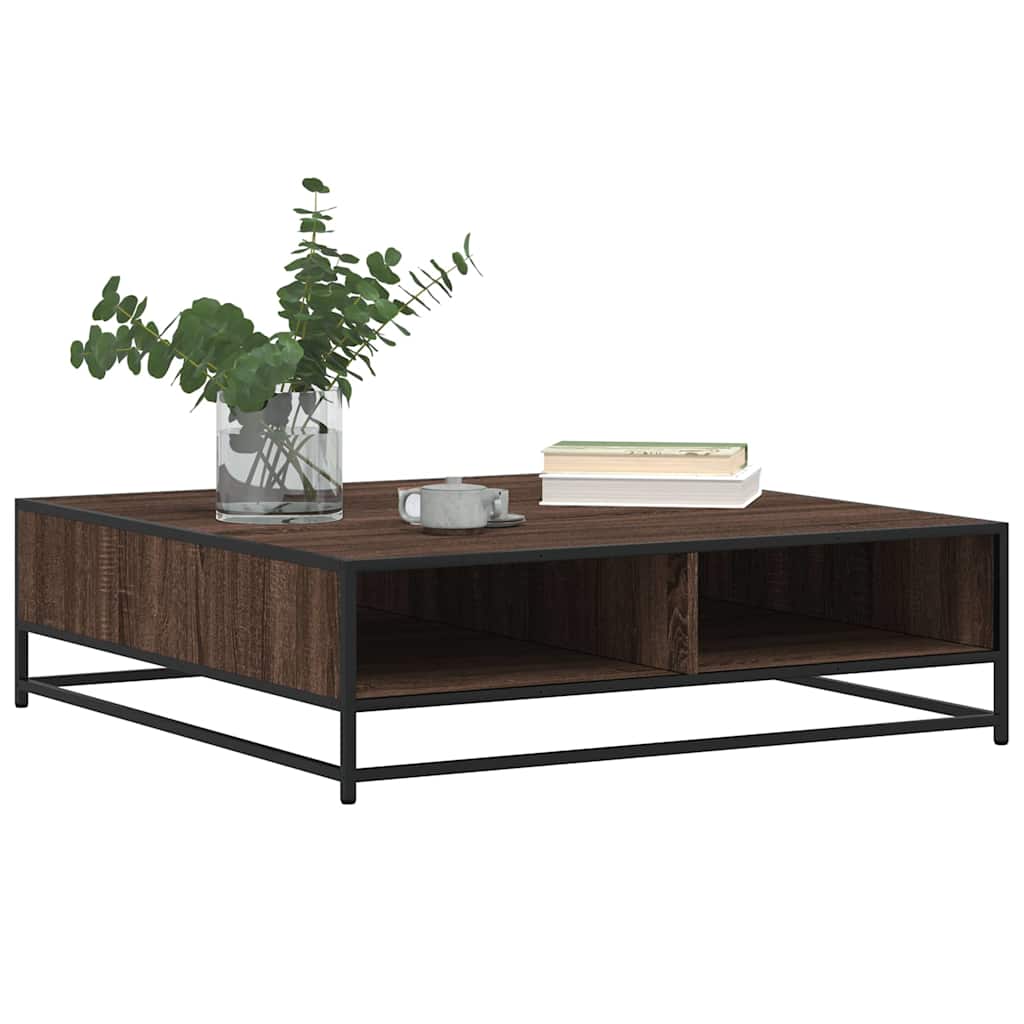 vidaXL Coffee Table Brown Oak 100x100x30 cm Engineered Wood and Metal