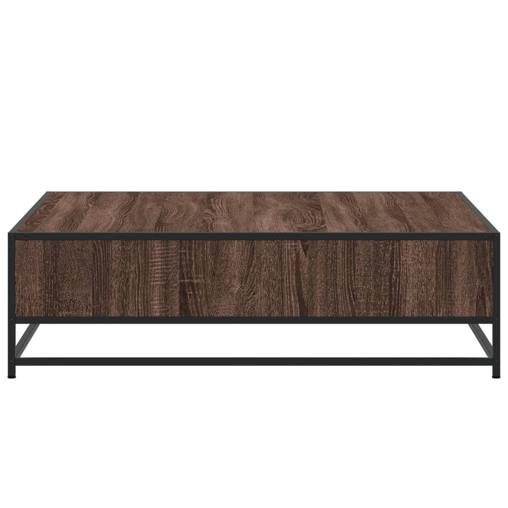 vidaXL Coffee Table Brown Oak 100x100x30 cm Engineered Wood and Metal