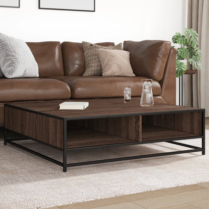 vidaXL Coffee Table Brown Oak 100x100x30 cm Engineered Wood and Metal
