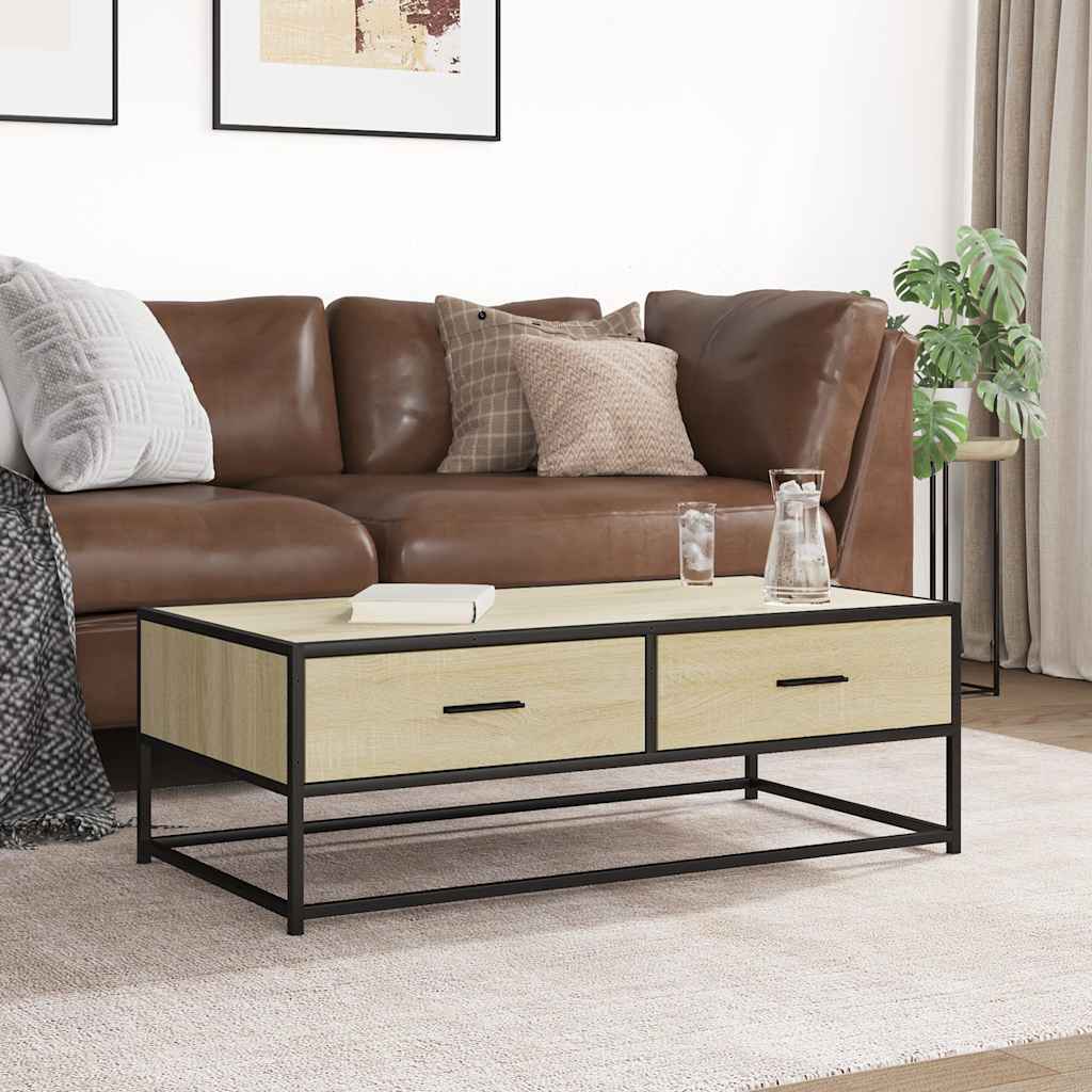 vidaXL Coffee Table Sonoma Oak 100x50x35 cm Engineered Wood and Metal