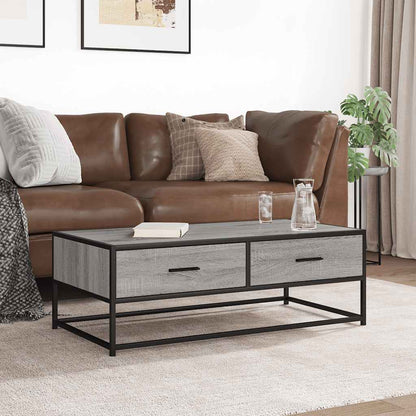 vidaXL Coffee Table Grey Sonoma 100x50x35 cm Engineered Wood and Metal