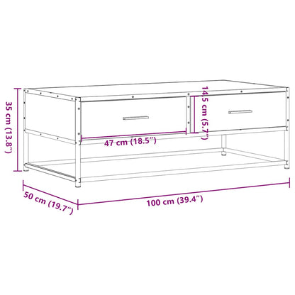 vidaXL Coffee Table Brown Oak 100x50x35 cm Engineered Wood and Metal