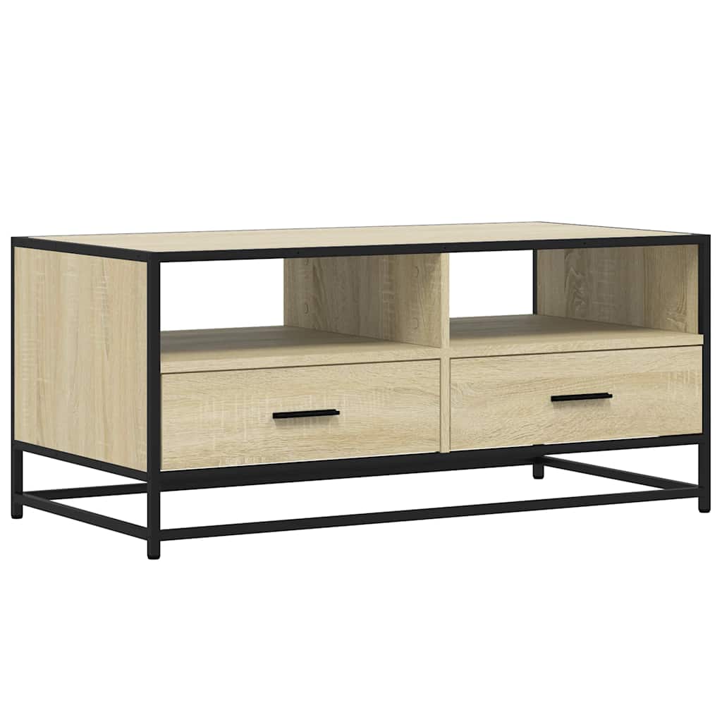 vidaXL Coffee Table Sonoma Oak 100x50x45 cm Engineered Wood and Metal
