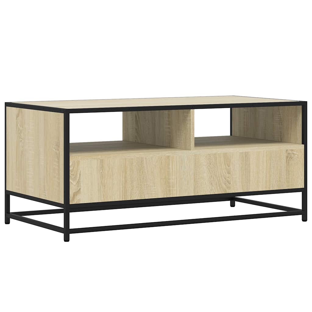 vidaXL Coffee Table Sonoma Oak 100x50x45 cm Engineered Wood and Metal