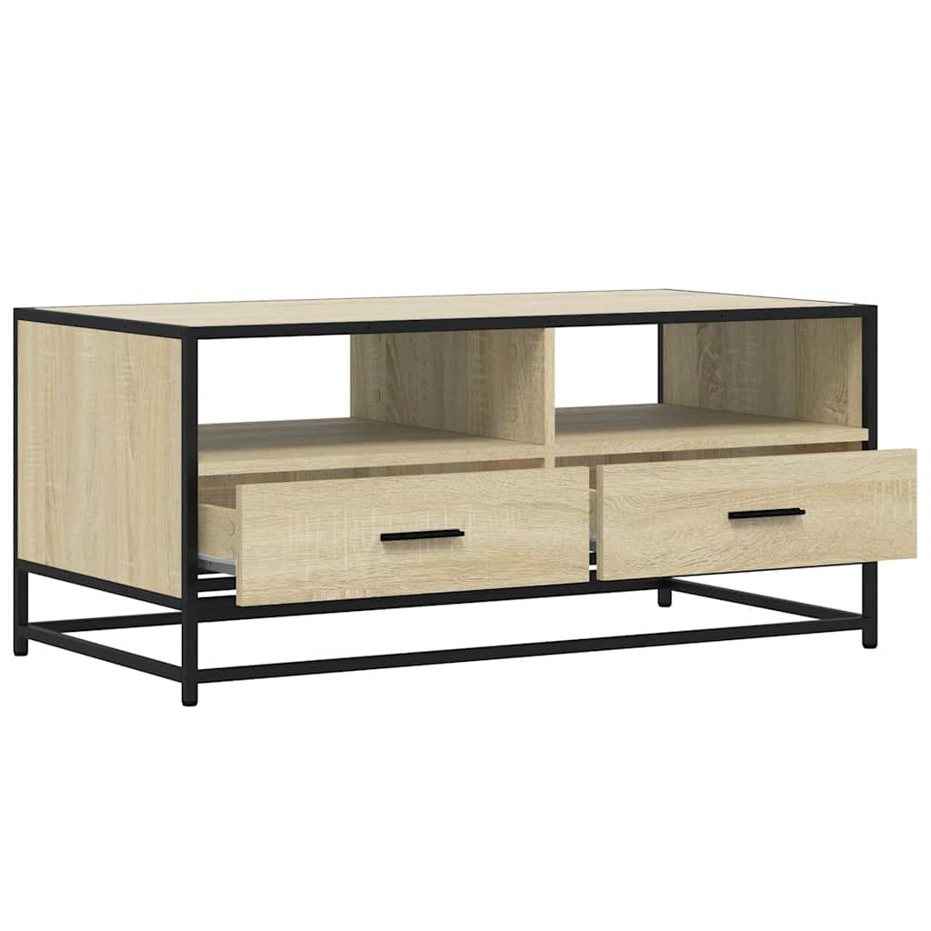 vidaXL Coffee Table Sonoma Oak 100x50x45 cm Engineered Wood and Metal