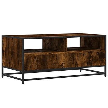 vidaXL Coffee Table Smoked Oak 100x50x45 cm Engineered Wood and Metal