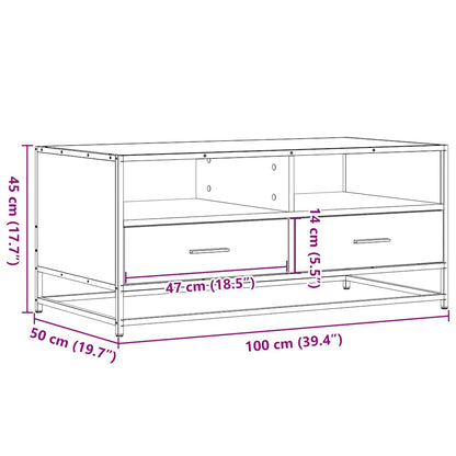 vidaXL Coffee Table Brown Oak 100x50x45 cm Engineered Wood and Metal