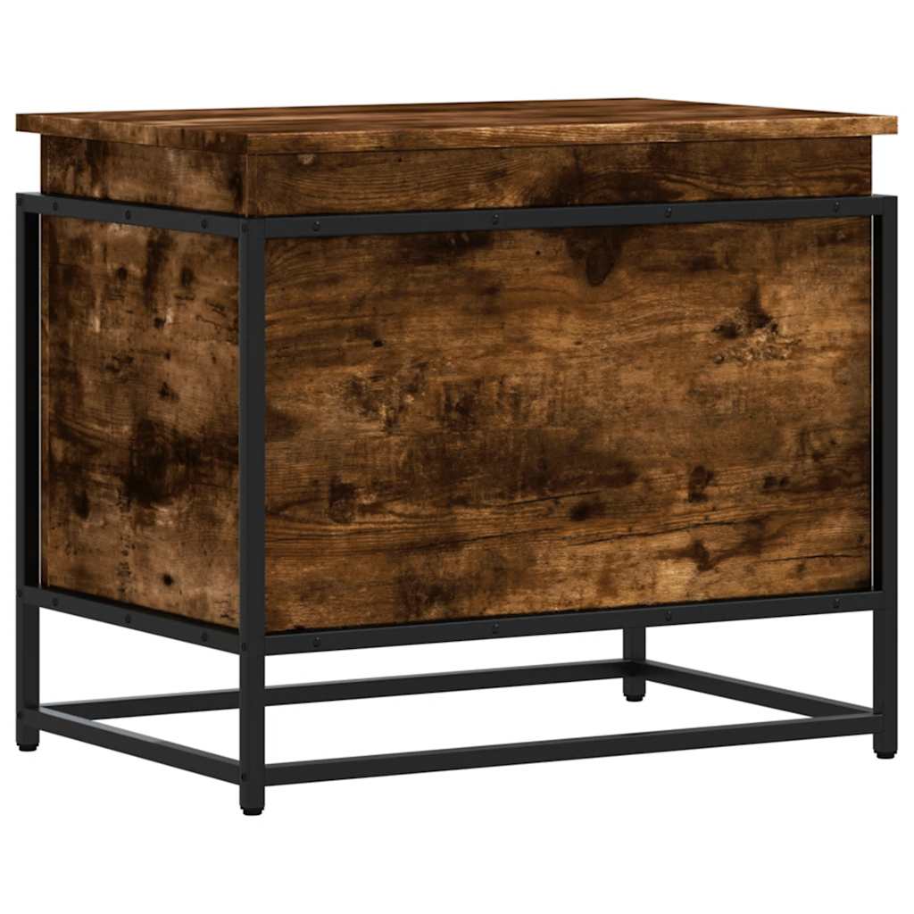 vidaXL Storage Box with Lid Smoked Oak 60x40x51.5 cm Engineered Wood