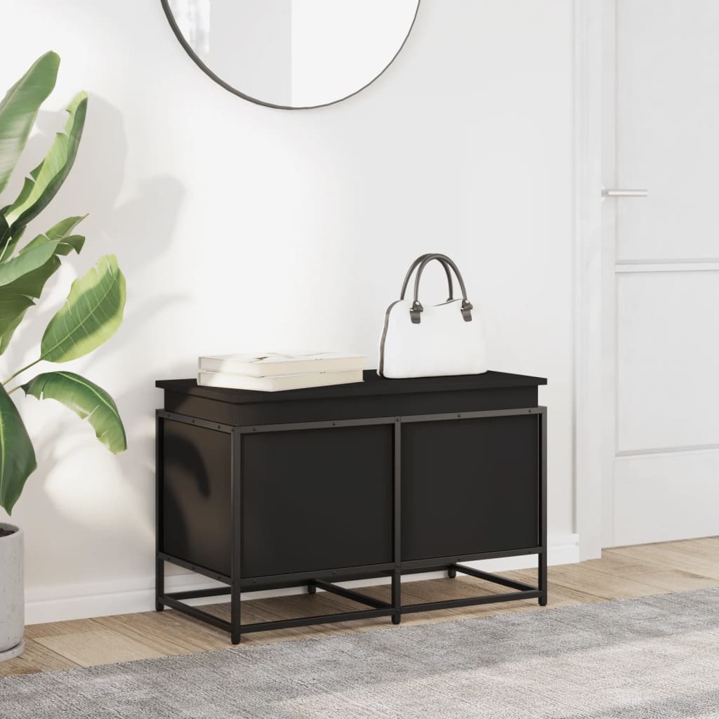 vidaXL Storage Box with Lid Black 80x40x51.5 cm Engineered Wood