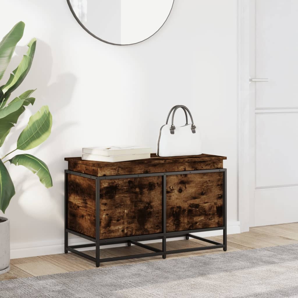 vidaXL Storage Box with Lid Smoked Oak 80x40x51.5 cm Engineered Wood