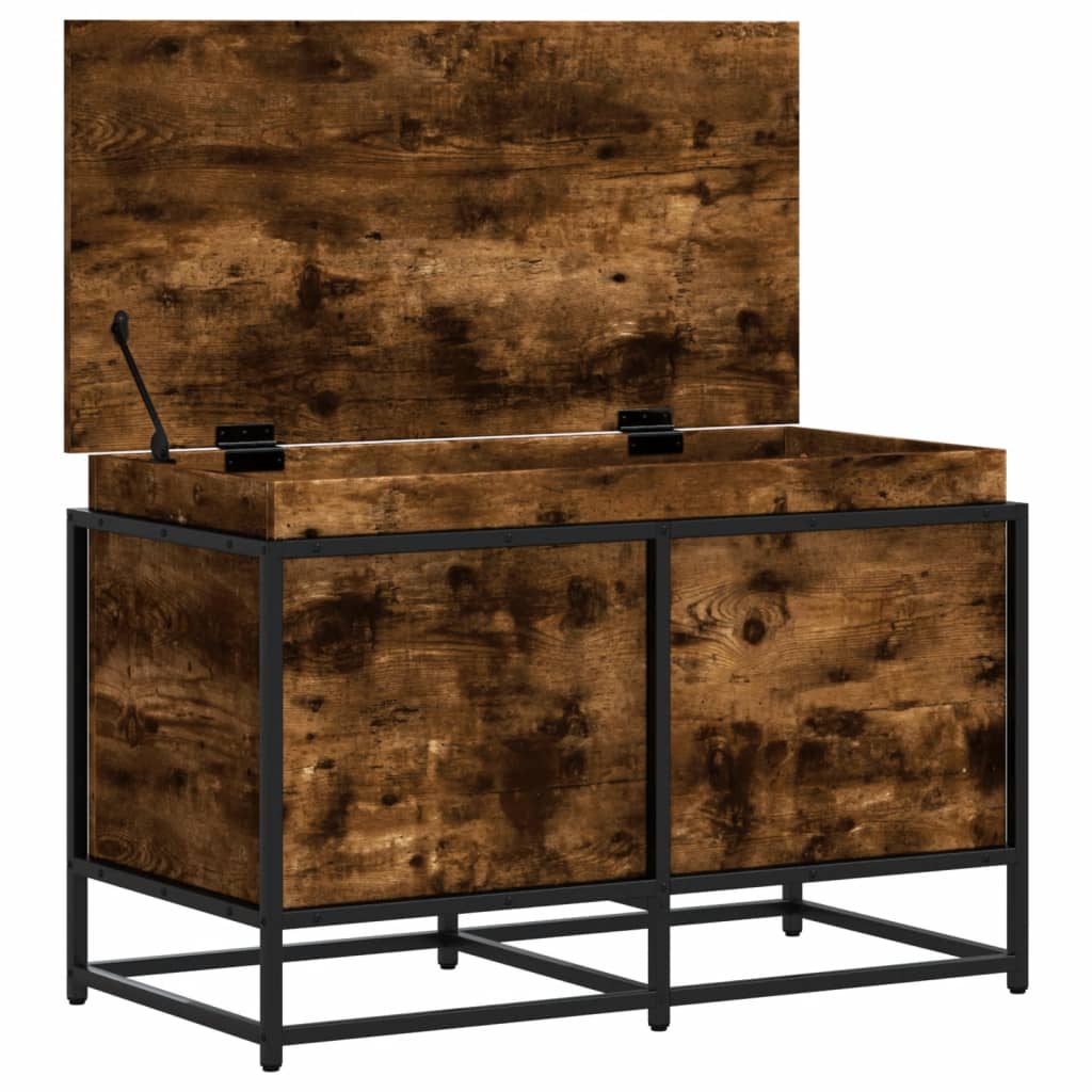 vidaXL Storage Box with Lid Smoked Oak 80x40x51.5 cm Engineered Wood