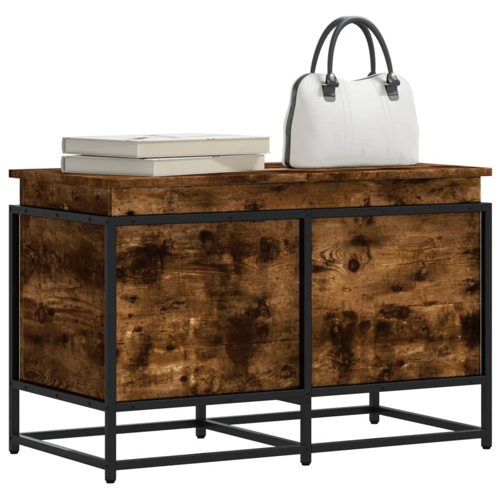 vidaXL Storage Box with Lid Smoked Oak 80x40x51.5 cm Engineered Wood