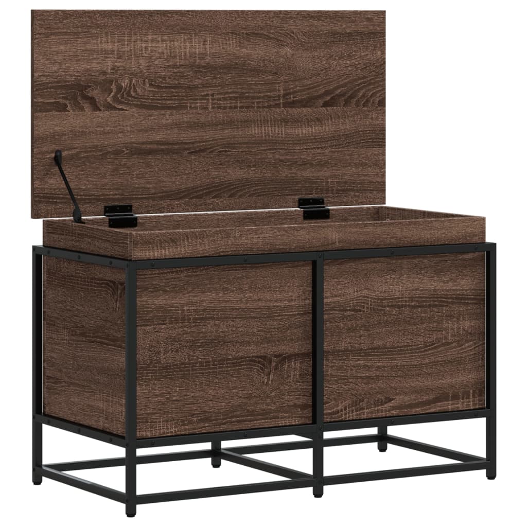 vidaXL Storage Box with Lid Brown Oak 80x40x51.5 cm Engineered Wood