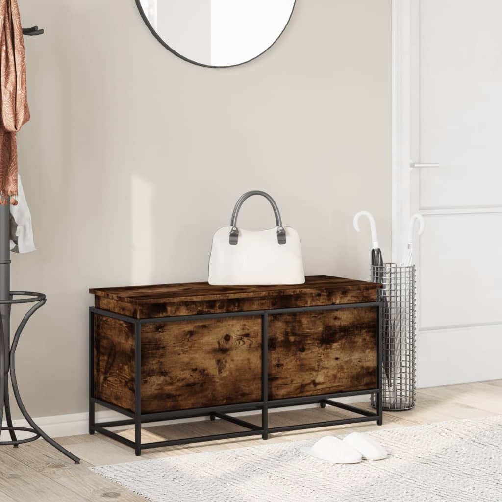 vidaXL Storage Box with Lid Smoked Oak 100x40x51.5 cm Engineered Wood