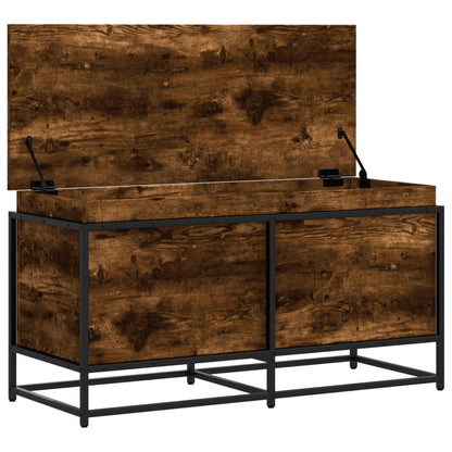 vidaXL Storage Box with Lid Smoked Oak 100x40x51.5 cm Engineered Wood