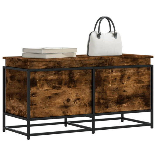 vidaXL Storage Box with Lid Smoked Oak 100x40x51.5 cm Engineered Wood