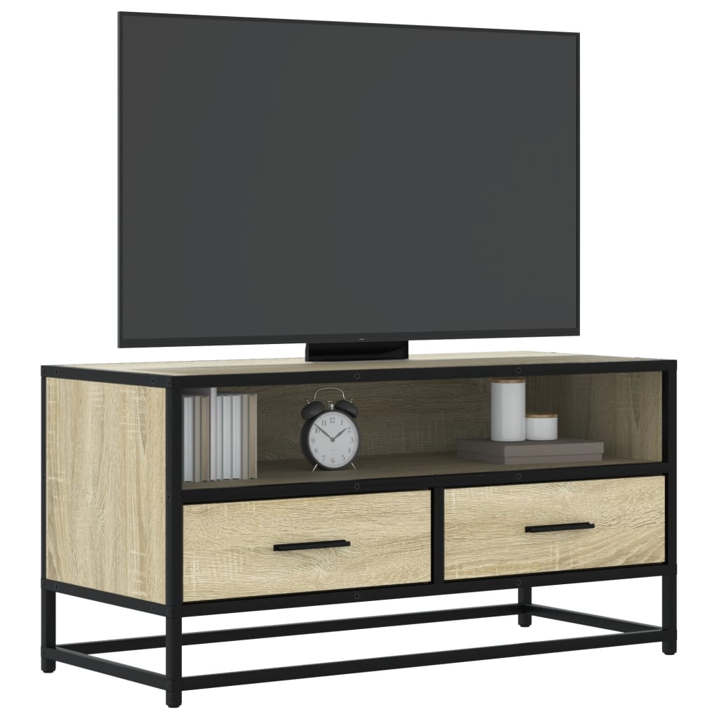 vidaXL TV Cabinet Sonoma Oak 80x34.5x40 cm Engineered Wood and Metal