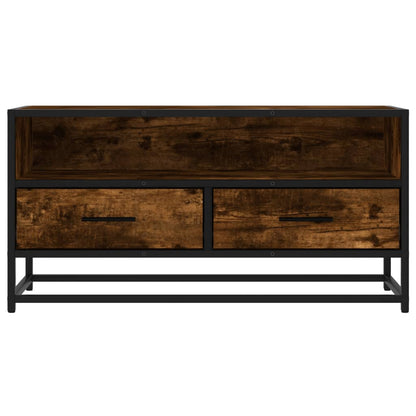 vidaXL TV Cabinet Smoked Oak 80x34.5x40 cm Engineered Wood and Metal