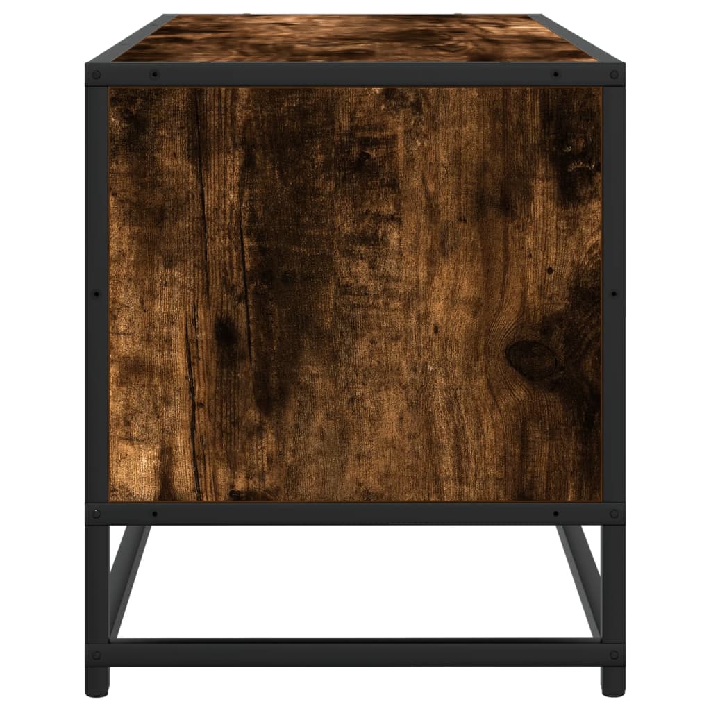 vidaXL TV Cabinet Smoked Oak 80x34.5x40 cm Engineered Wood and Metal