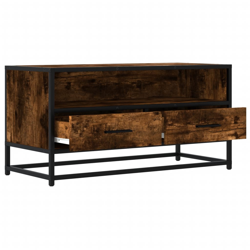vidaXL TV Cabinet Smoked Oak 80x34.5x40 cm Engineered Wood and Metal