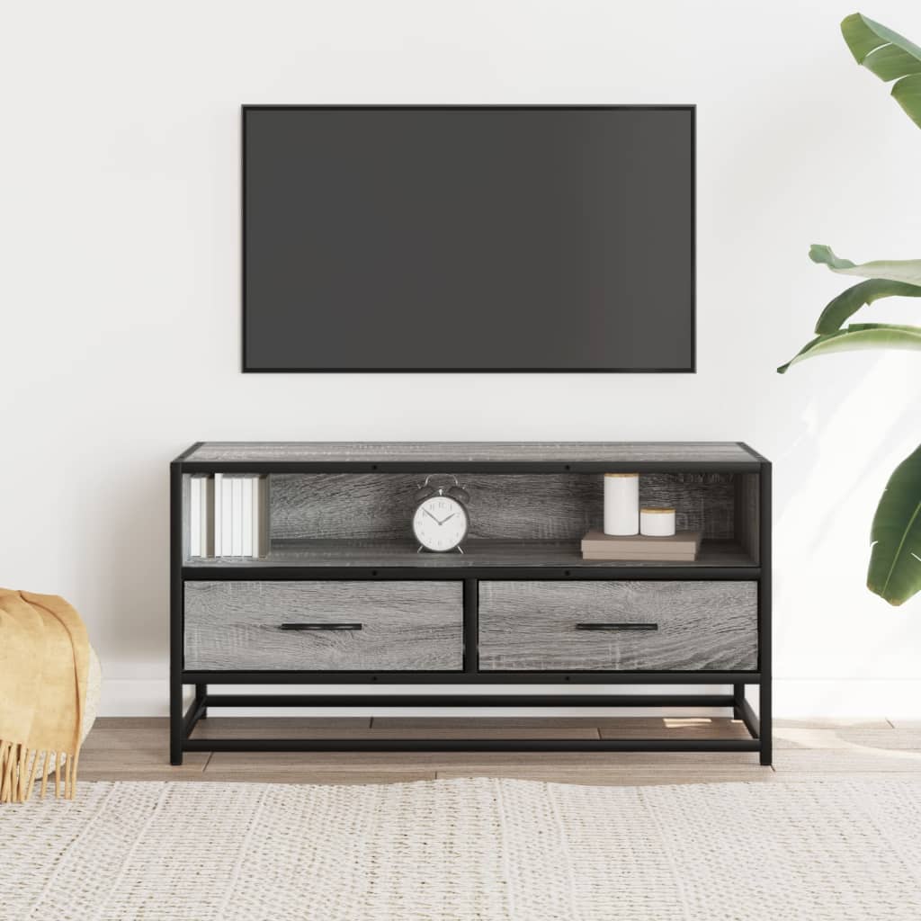 vidaXL TV Cabinet Grey Sonoma 80x34.5x40 cm Engineered Wood and Metal