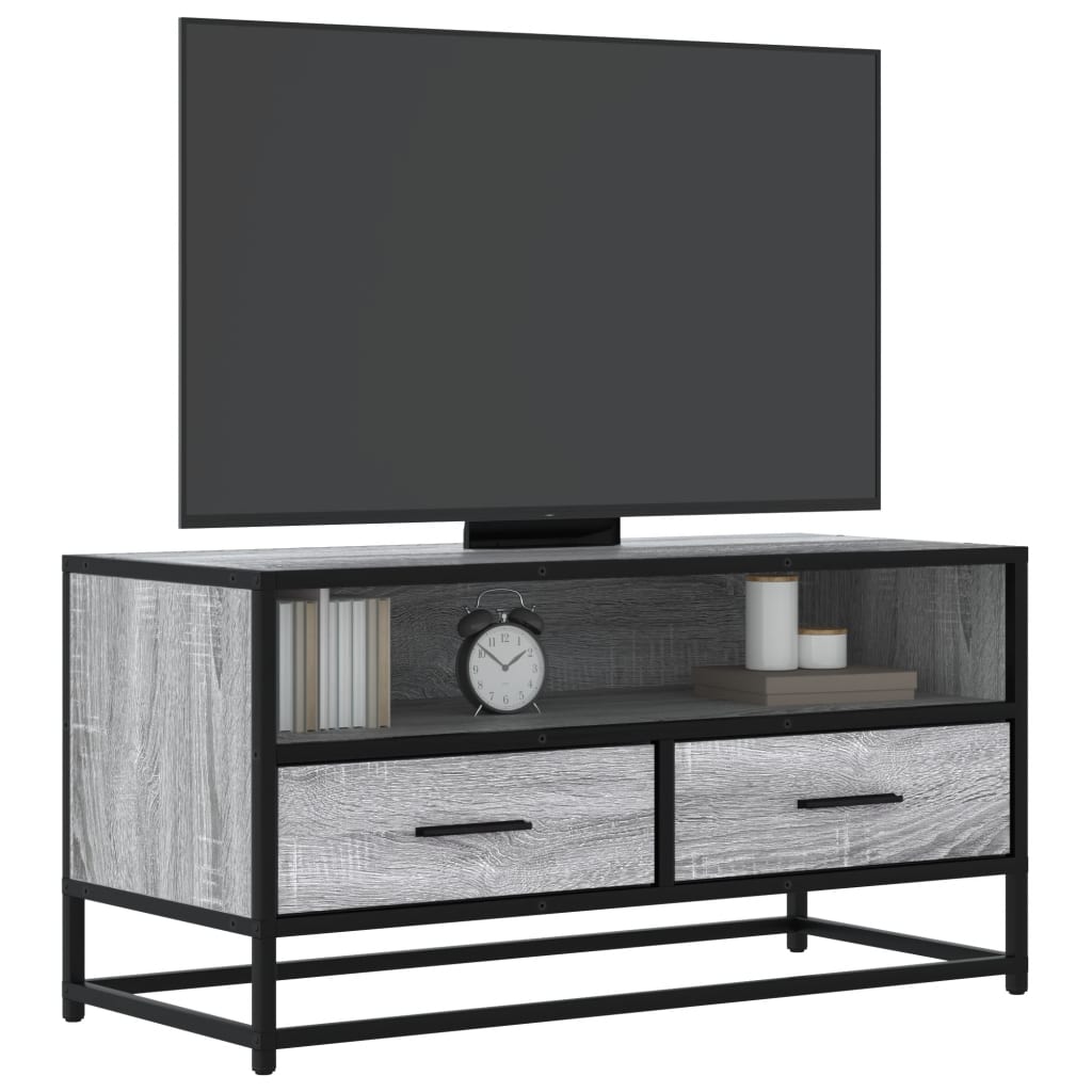 vidaXL TV Cabinet Grey Sonoma 80x34.5x40 cm Engineered Wood and Metal