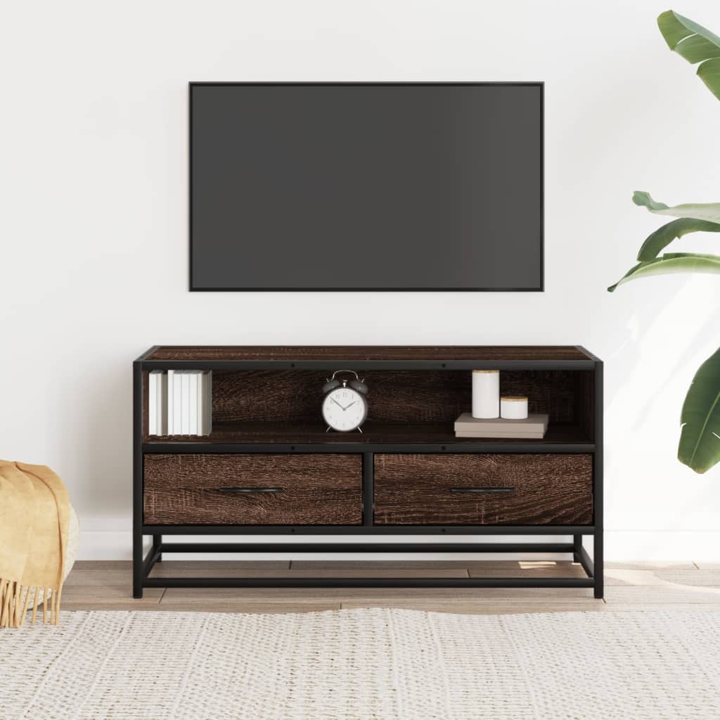 vidaXL TV Cabinet Brown Oak 80x34,5x40 cm Engineered Wood and Metal