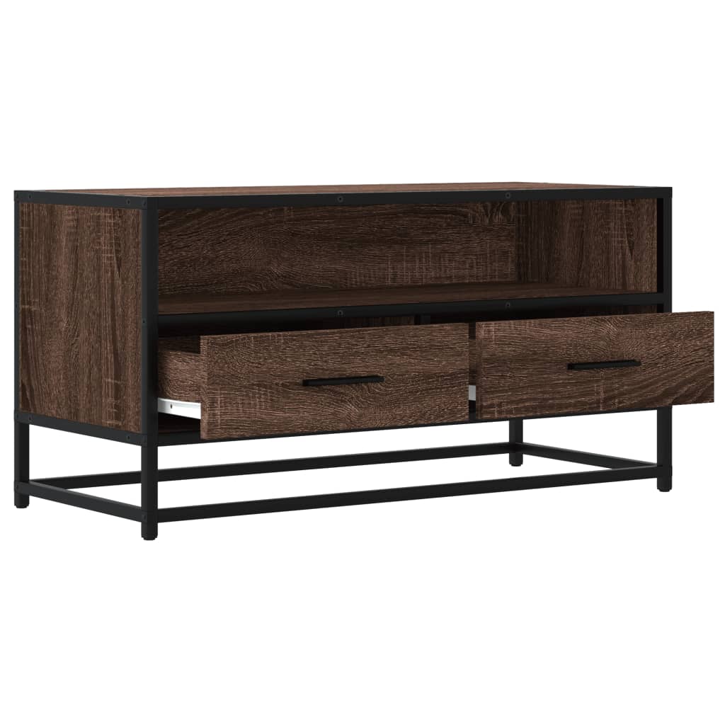 vidaXL TV Cabinet Brown Oak 80x34,5x40 cm Engineered Wood and Metal