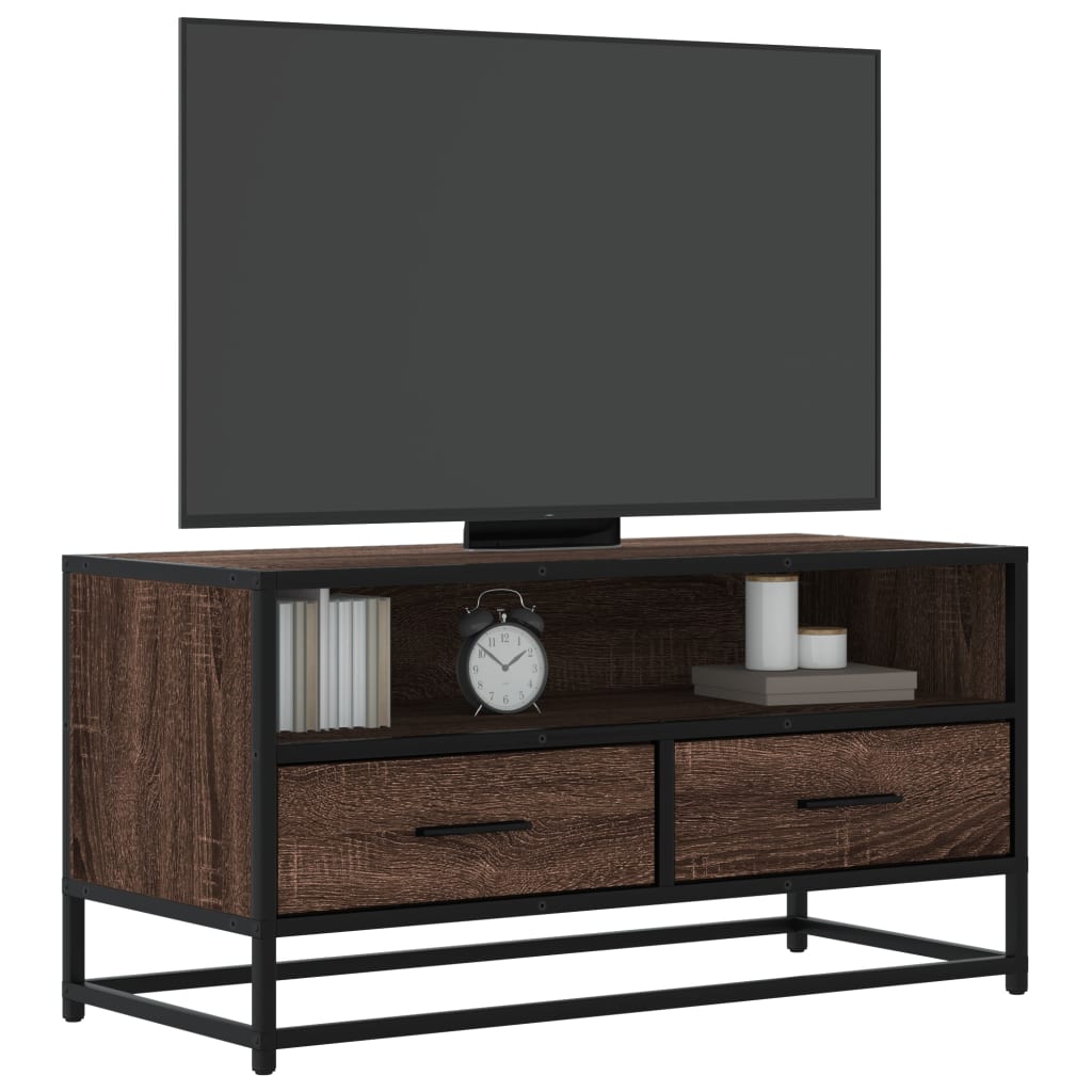vidaXL TV Cabinet Brown Oak 80x34,5x40 cm Engineered Wood and Metal