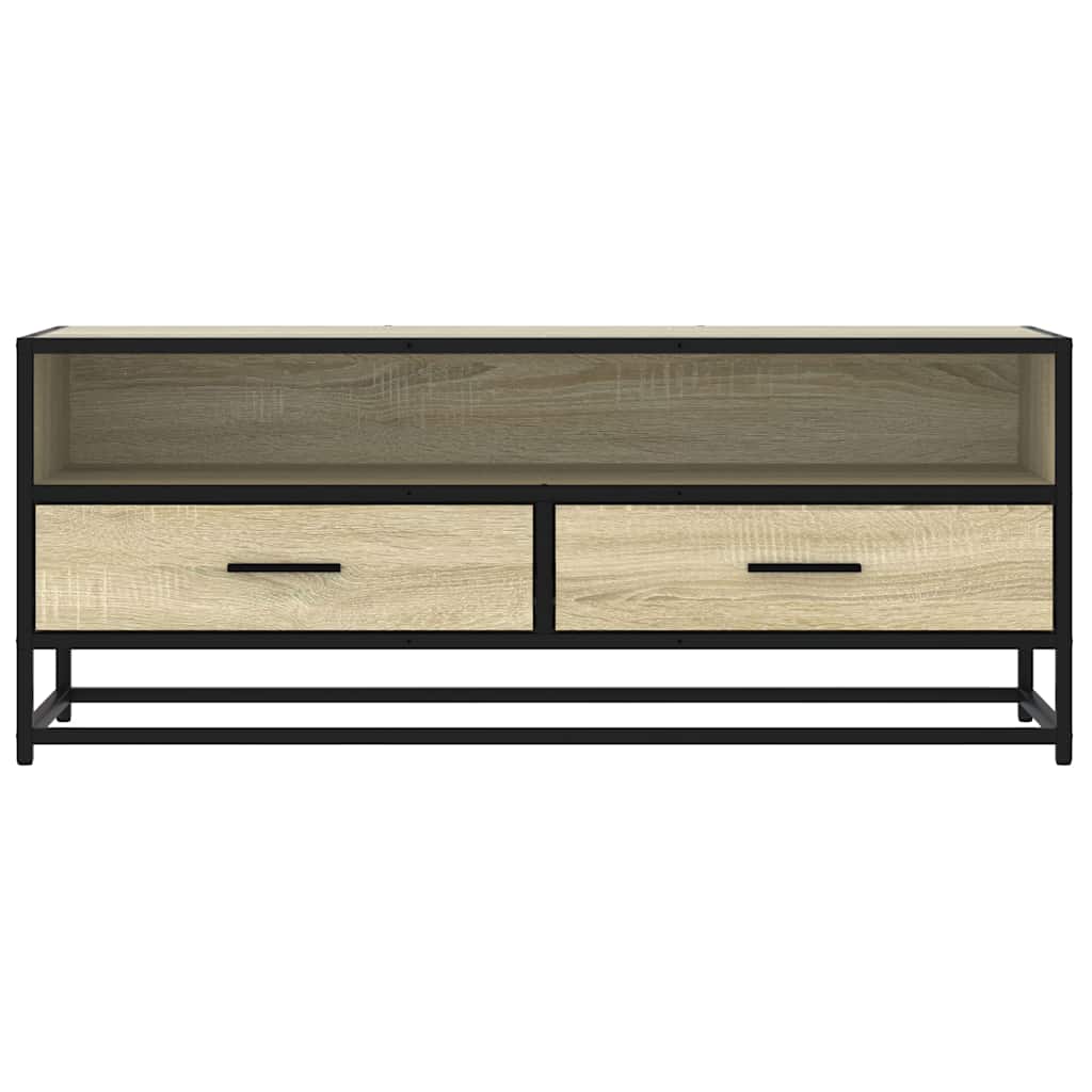 vidaXL TV Cabinet Sonoma Oak 100x34.5x40 cm Engineered Wood and Metal
