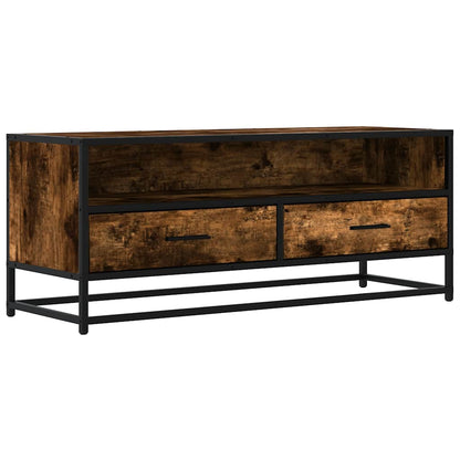 vidaXL TV Cabinet Smoked Oak 100x34.5x40 cm Engineered Wood and Metal