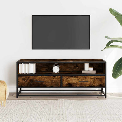 vidaXL TV Cabinet Smoked Oak 100x34,5x40 cm Engineered Wood and Metal