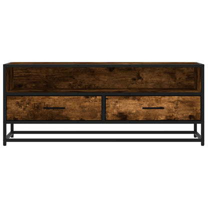 vidaXL TV Cabinet Smoked Oak 100x34,5x40 cm Engineered Wood and Metal
