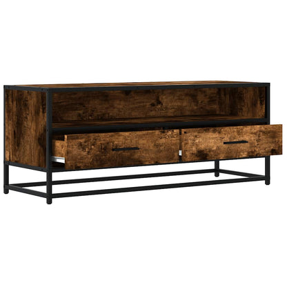 vidaXL TV Cabinet Smoked Oak 100x34,5x40 cm Engineered Wood and Metal