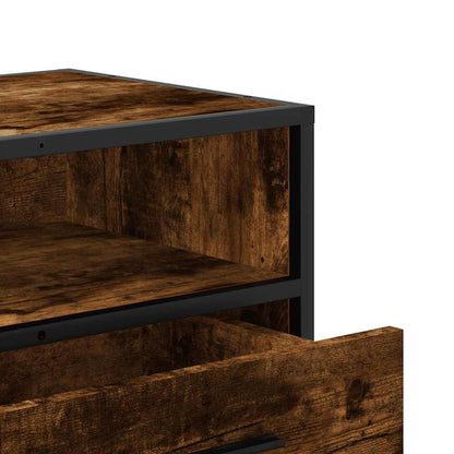 vidaXL TV Cabinet Smoked Oak 100x34.5x40 cm Engineered Wood and Metal