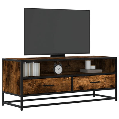 vidaXL TV Cabinet Smoked Oak 100x34,5x40 cm Engineered Wood and Metal