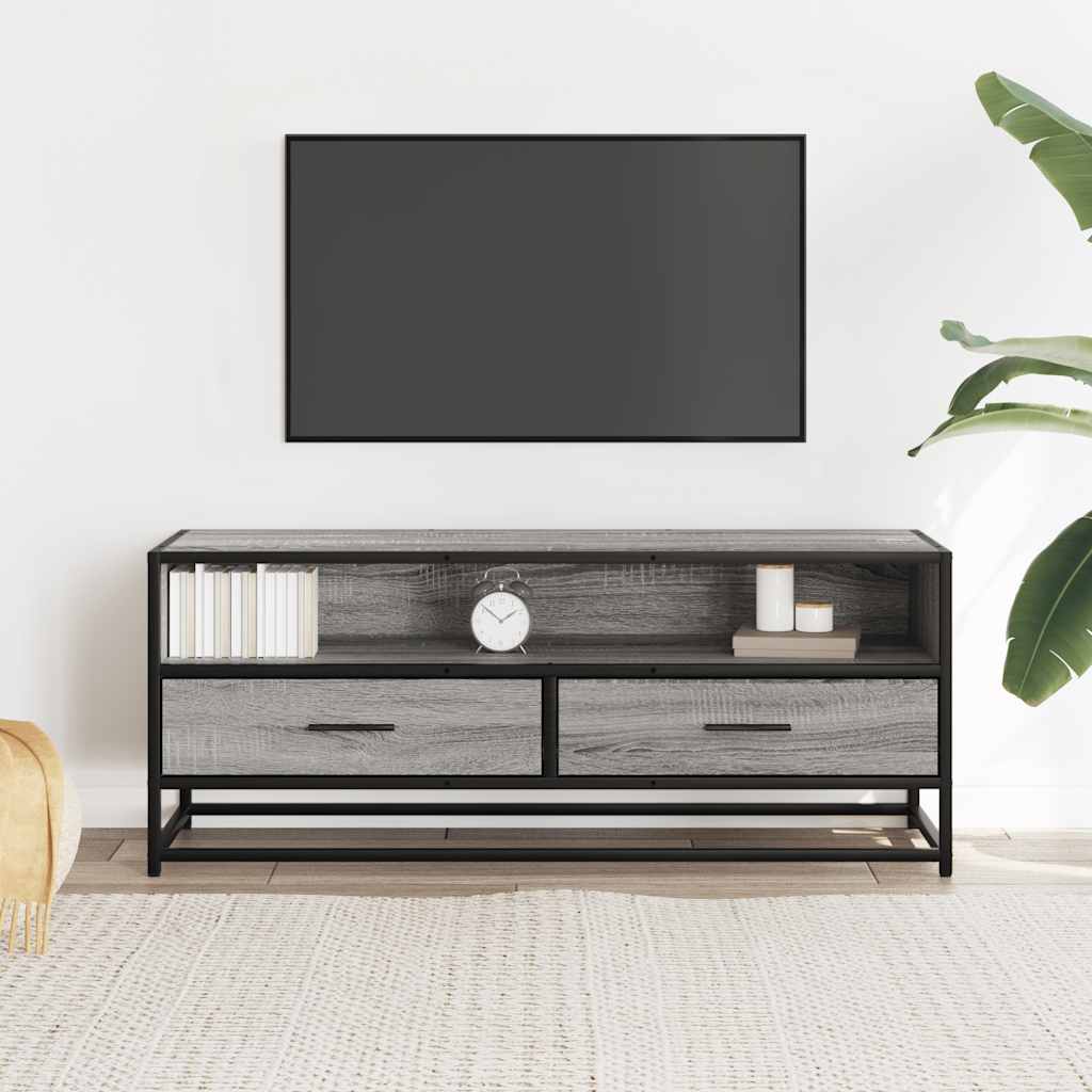 vidaXL TV Cabinet Grey Sonoma 100x34,5x40 cm Engineered Wood and Metal