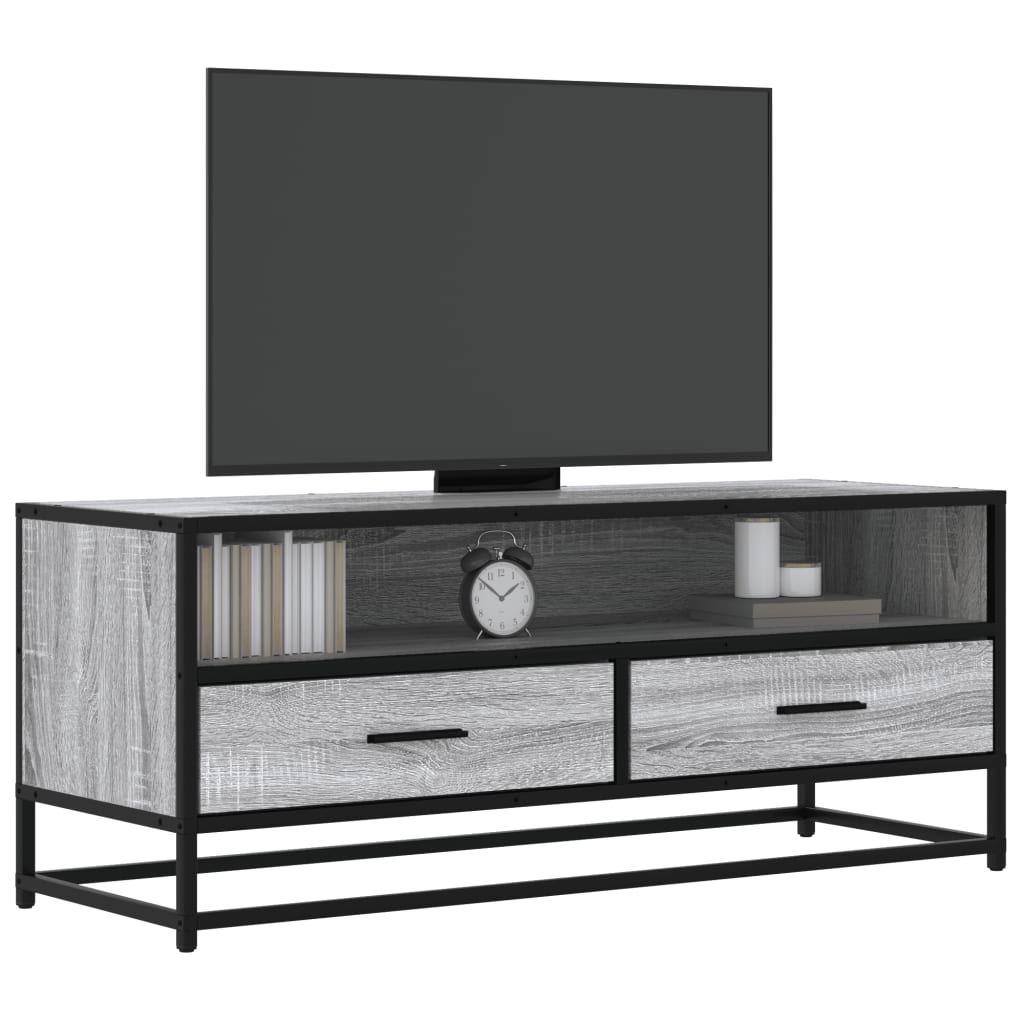 vidaXL TV Cabinet Grey Sonoma 100x34,5x40 cm Engineered Wood and Metal