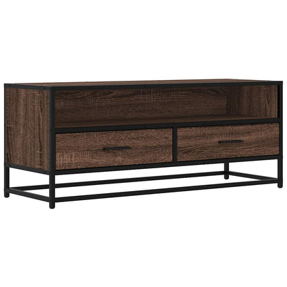 vidaXL TV Cabinet Brown Oak 100x34.5x40 cm Engineered Wood and Metal
