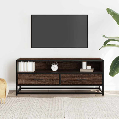 vidaXL TV Cabinet Brown Oak 100x34.5x40 cm Engineered Wood and Metal