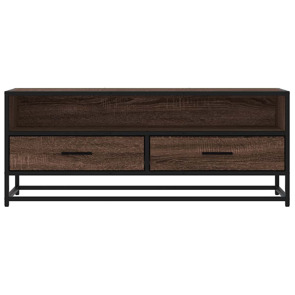 vidaXL TV Cabinet Brown Oak 100x34.5x40 cm Engineered Wood and Metal