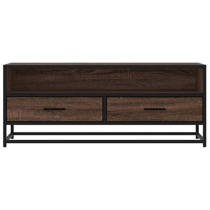 vidaXL TV Cabinet Brown Oak 100x34.5x40 cm Engineered Wood and Metal