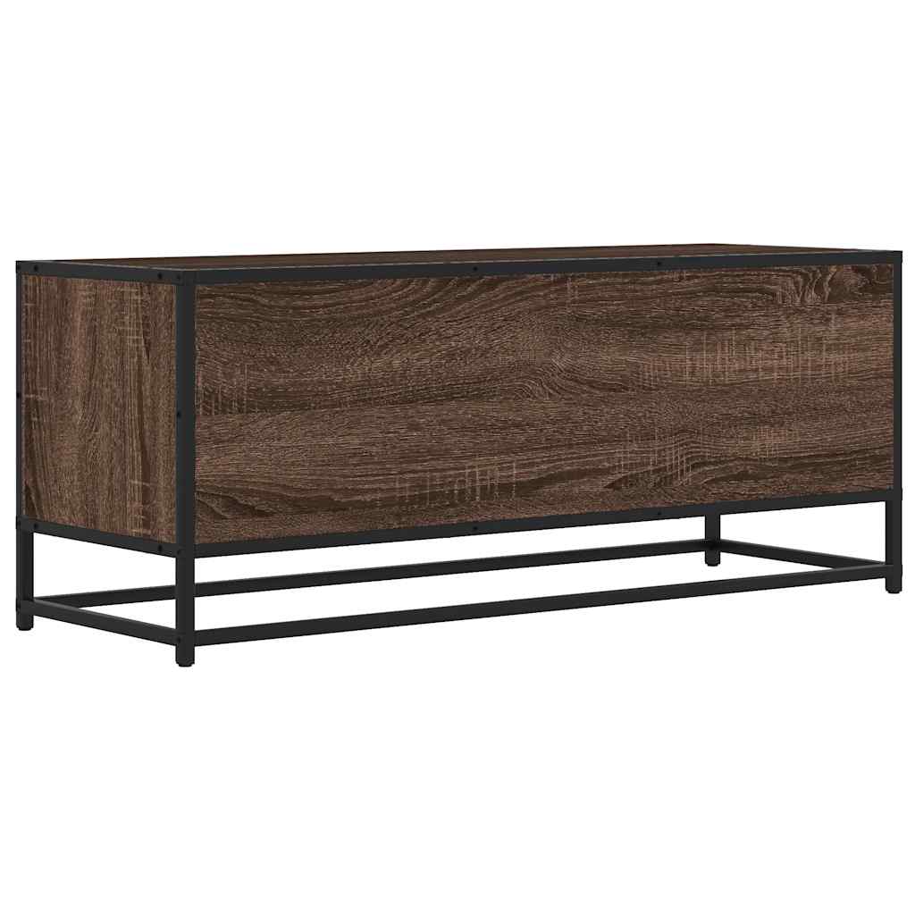 vidaXL TV Cabinet Brown Oak 100x34.5x40 cm Engineered Wood and Metal